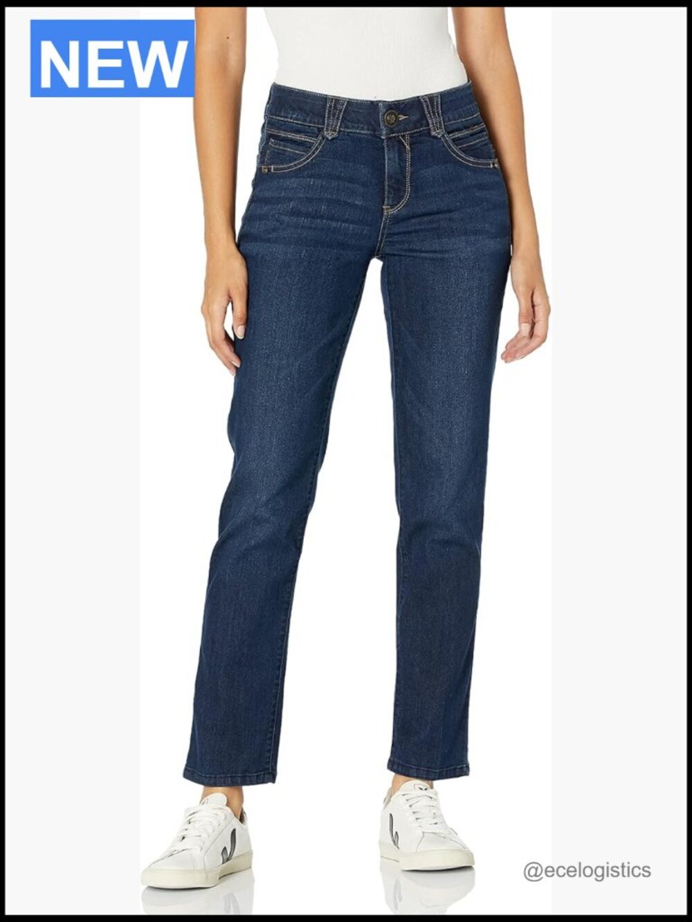 Petite Straight Leg Jeans - High Stretch Denim, No Gap Waist